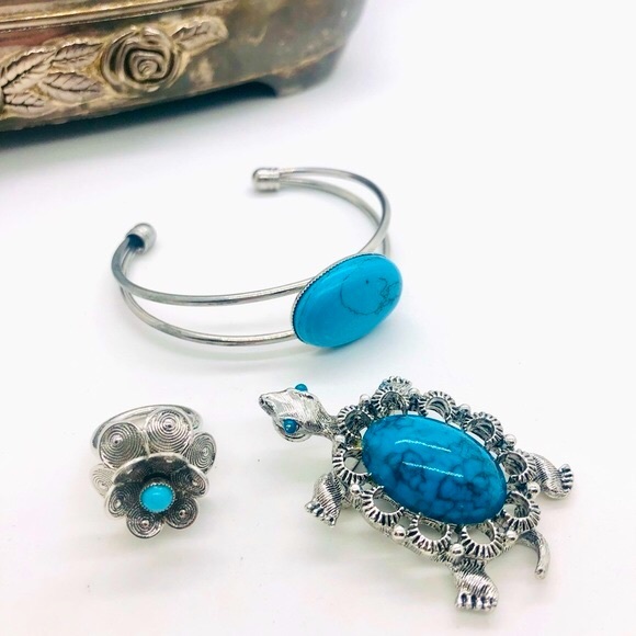 Vintage Faux Turquoise Jewelry lot - Picture 14 of 14